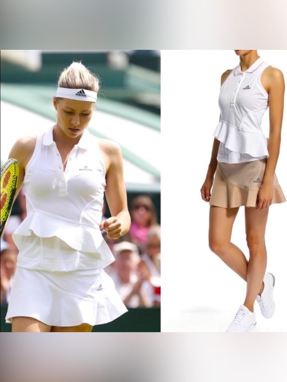 Adidas by Stella McCartney Tennis Polo Top White Sleeveless Ruffle Hem Size M